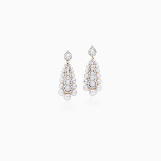 18K Yellow Gold Pearl & Zircon Danah Earrings