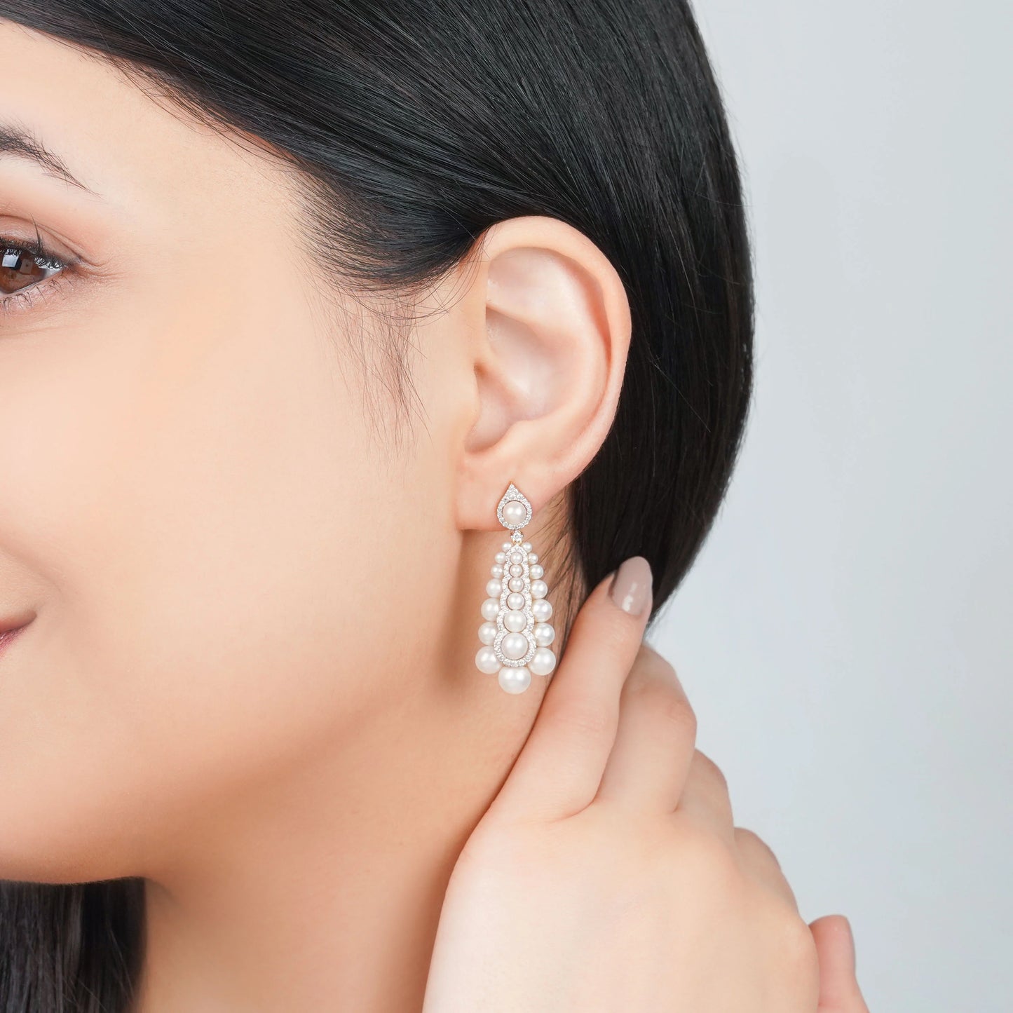 18K Yellow Gold Pearl & Zircon Danah Earrings