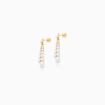 18K Yellow Gold Pearl & Zircon Danah Earrings