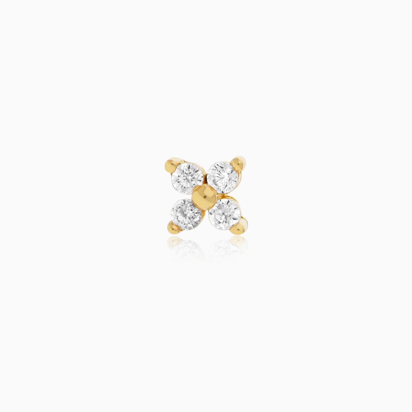 18K Yellow Gold Stud Piercing with Sparkling Zircon