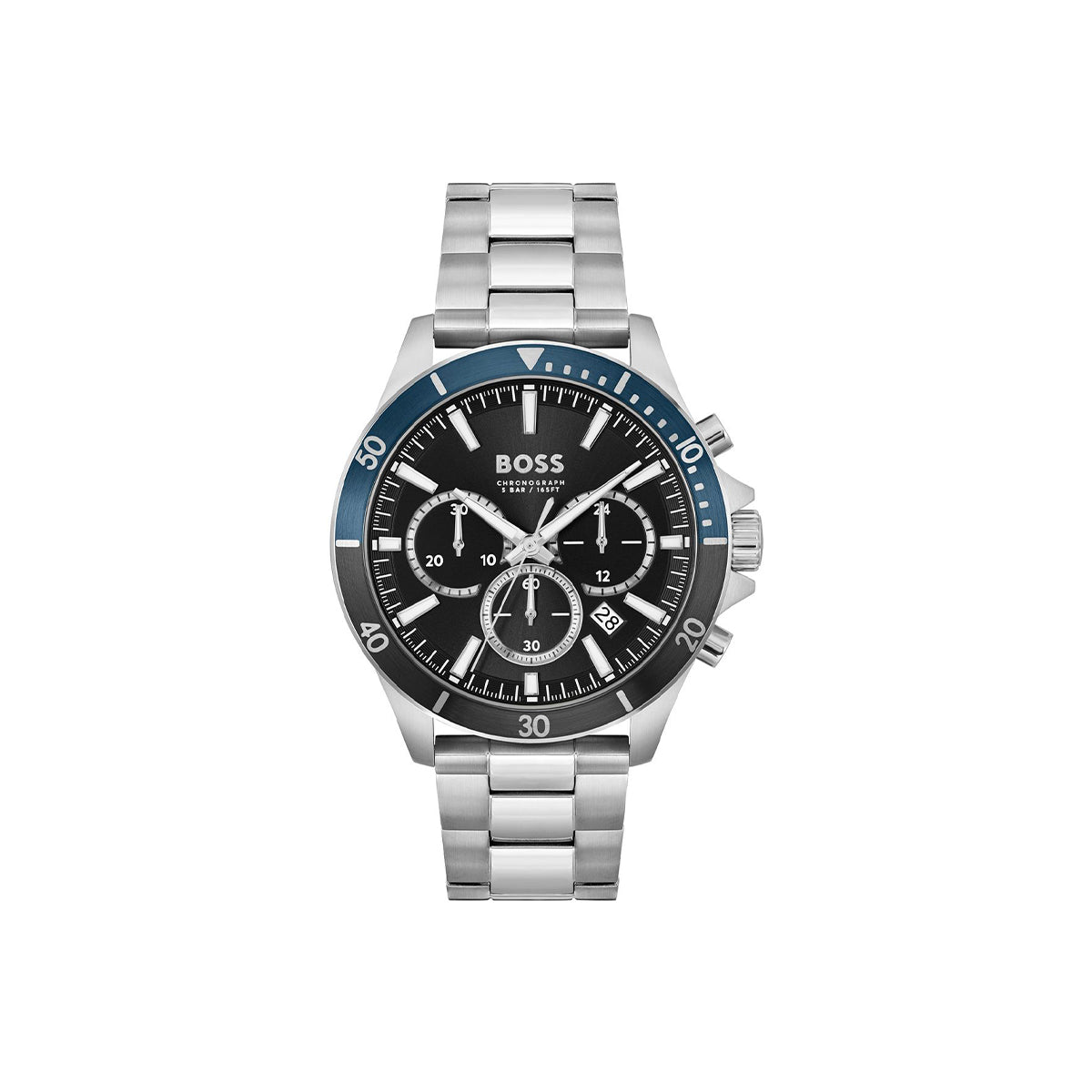 Boss Troper Mens Round 45mm Stainless Steel Case Stainless Steel Bracelet Stainless Steel Dial