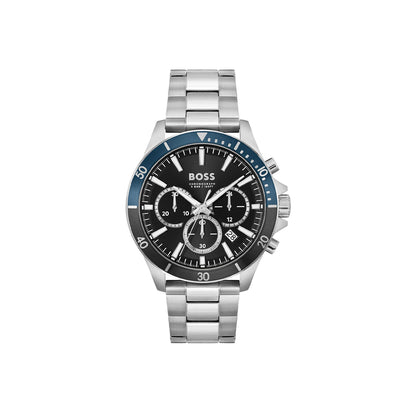 Boss Troper Mens Round 45mm Stainless Steel Case Stainless Steel Bracelet Stainless Steel Dial