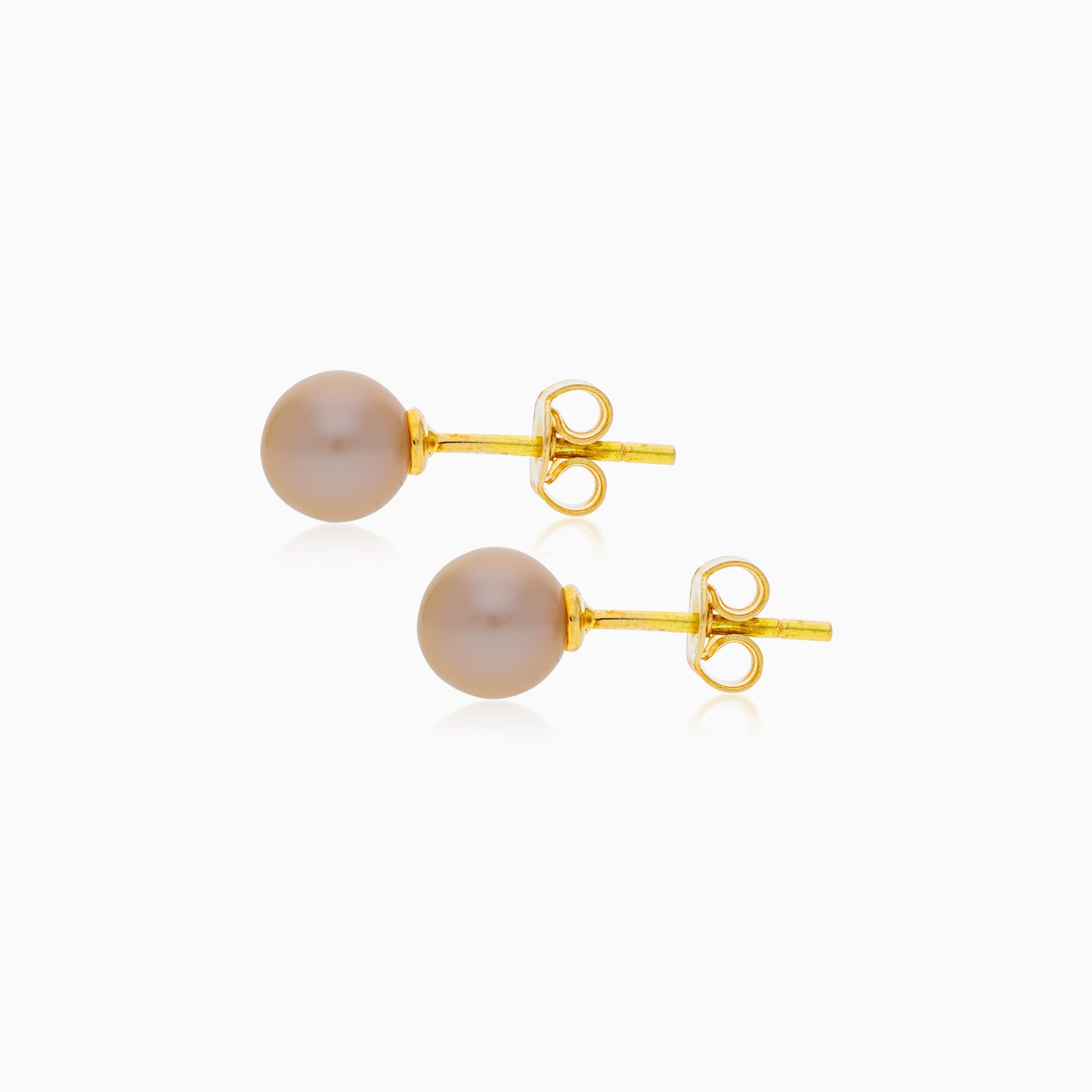 18K YELLOW GOLD EARRINGS WITH PINK PEARL