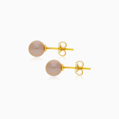 18K YELLOW GOLD EARRINGS WITH PINK PEARL