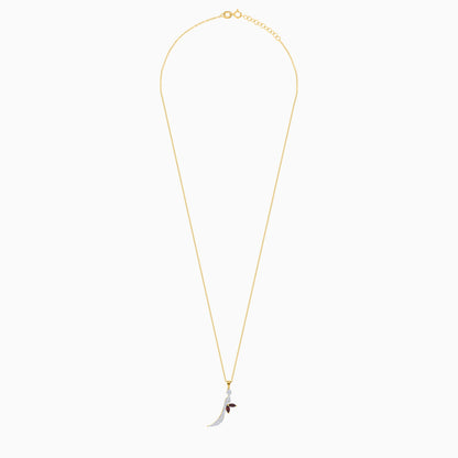 18k Yellow Gold 'Zaal' Arabic Letter Necklace with Natural Diamond & Garnet | Horoufi Diamond Collection