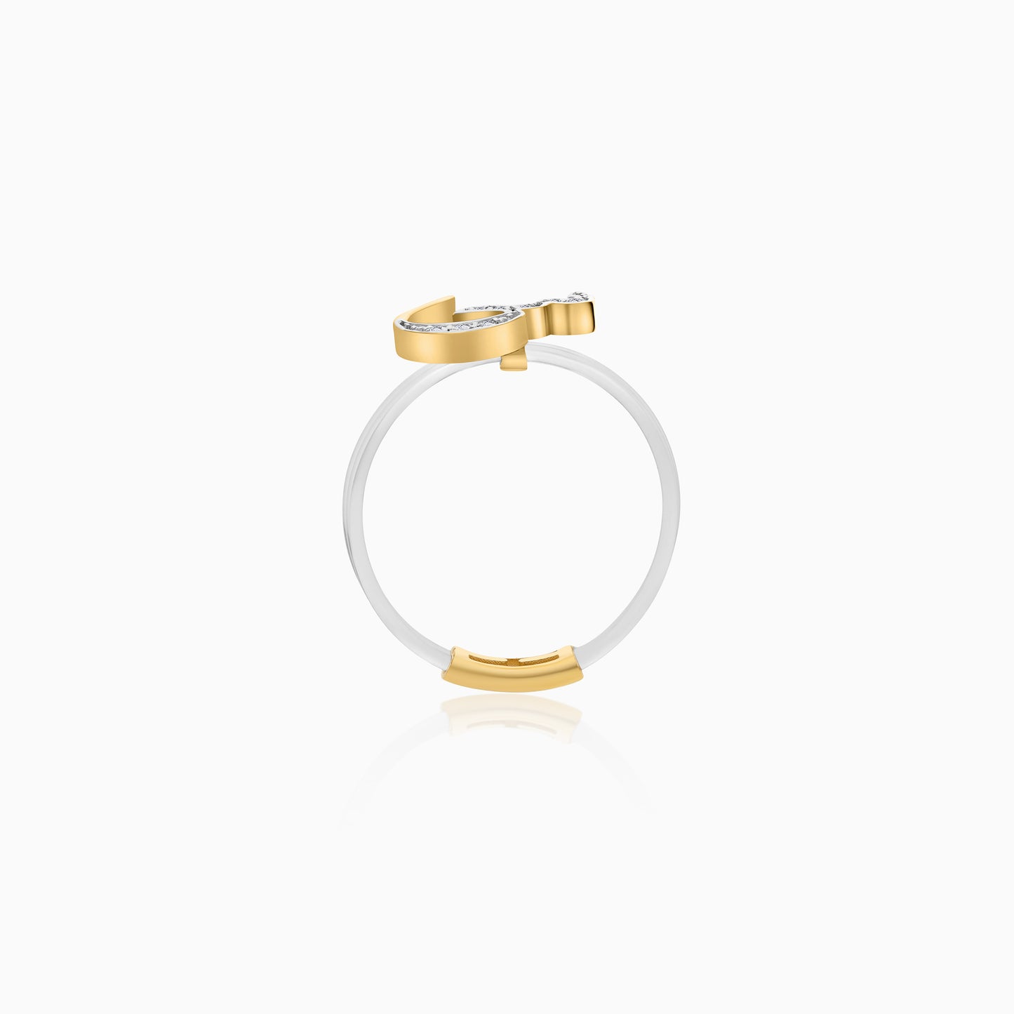 18K Gold Floating Ring Seen Letter with Natural Diamonds
