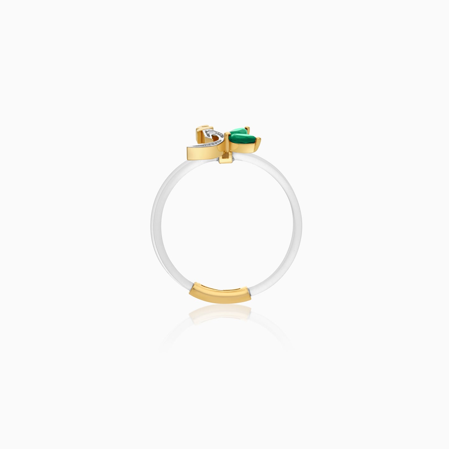 Floating Ring - Alif letter with Natural Diamonds and gemstones
