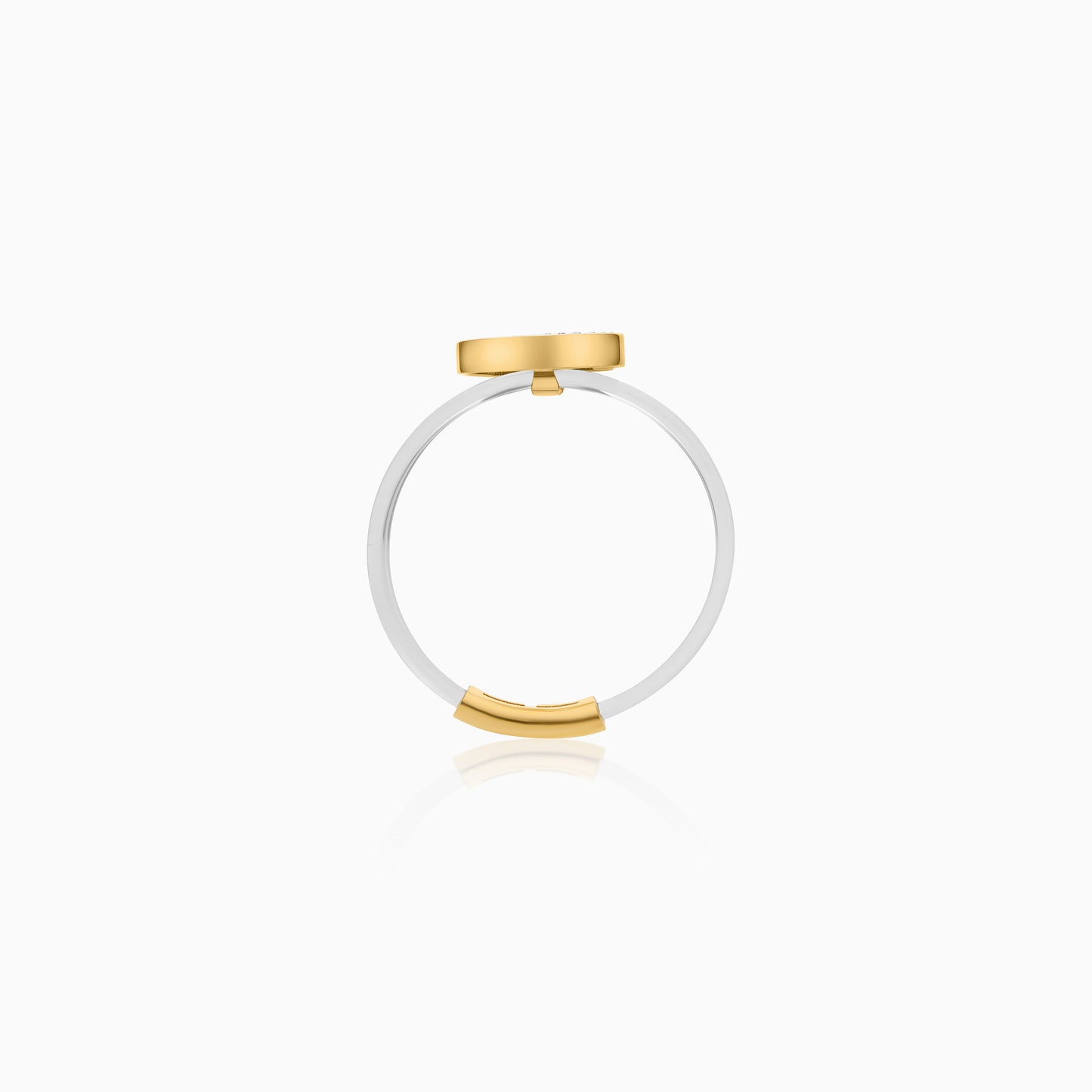 18K Gold Floating Ring "Khaa" Letter with Natural Diamonds