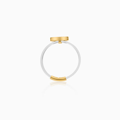 18K Gold Floating Ring "Khaa" Letter with Natural Diamonds