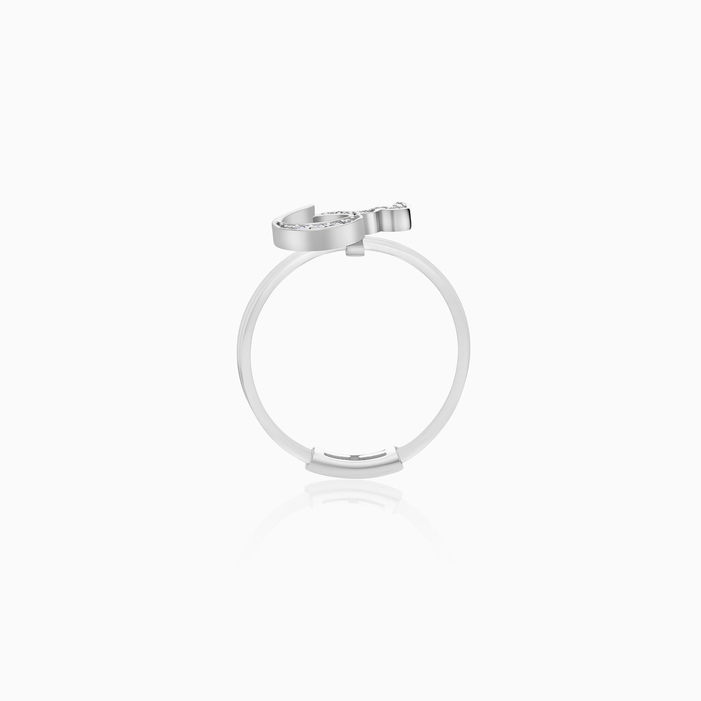 18K Gold Floating Ring Seen Letter with Natural Diamonds