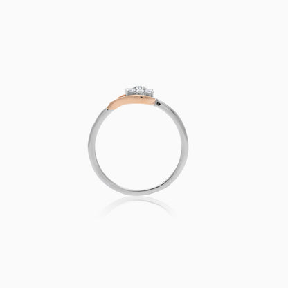 18k Rose Gold & Platinum Flower Ring with Natural Diamonds - Evara