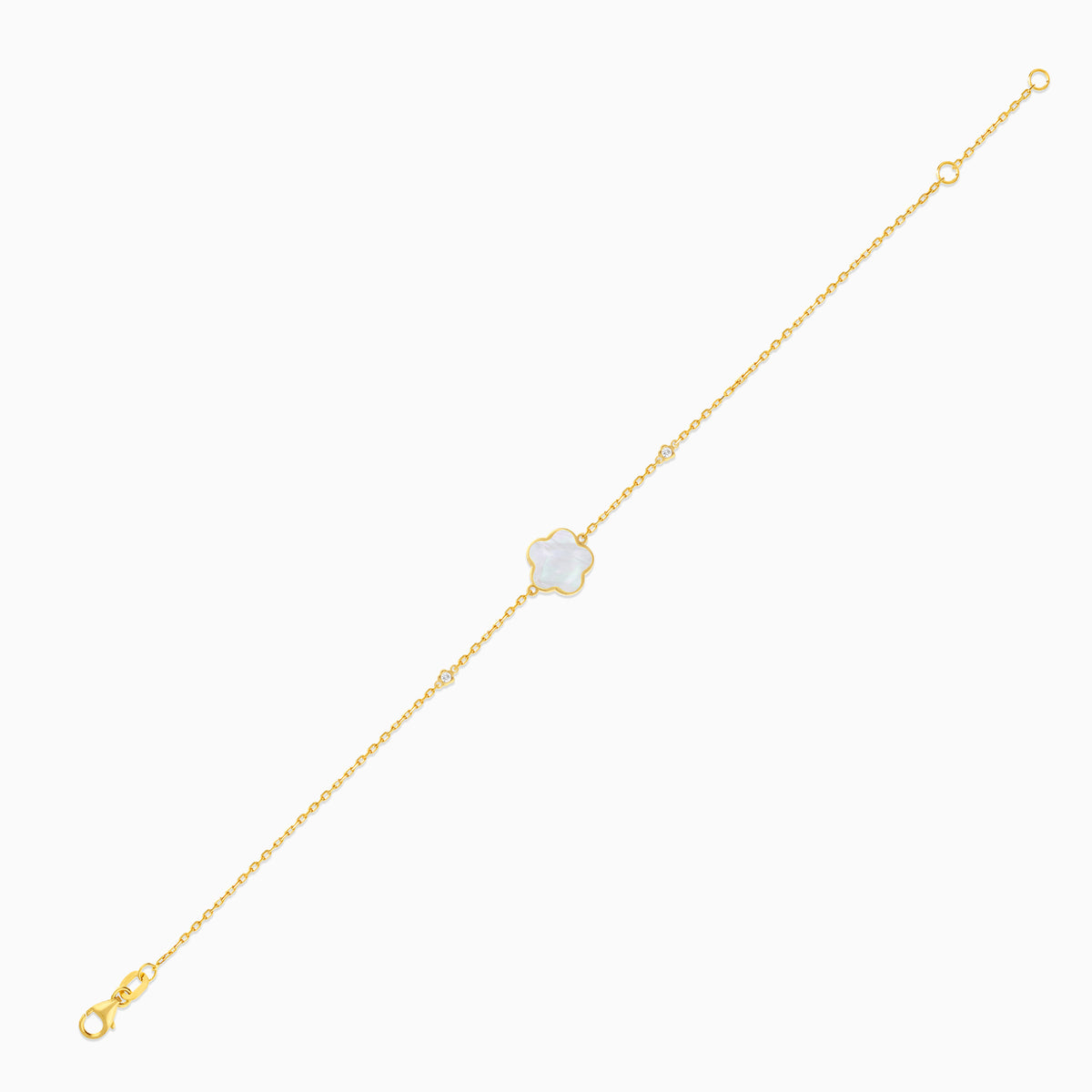 Mosaic 18k Yellow Gold Flower Bracelet with Natural Diamonds