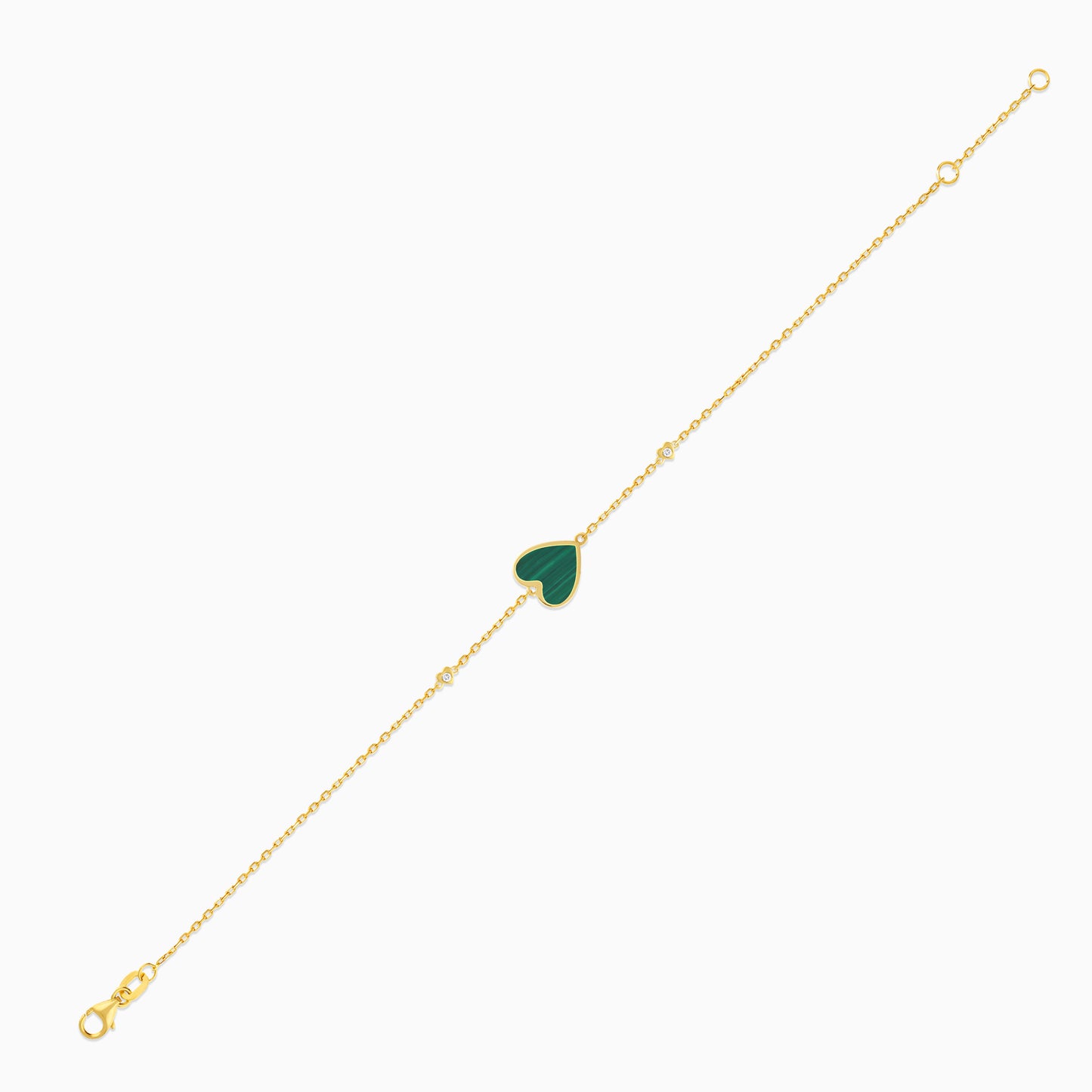 Mosaic 18k Yellow Gold Heart Bracelet with Natural Diamonds