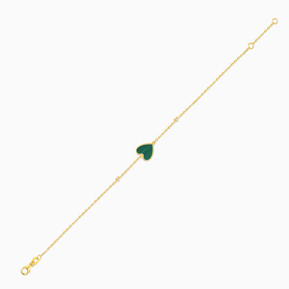 Mosaic 18k Yellow Gold Heart Bracelet with Natural Diamonds