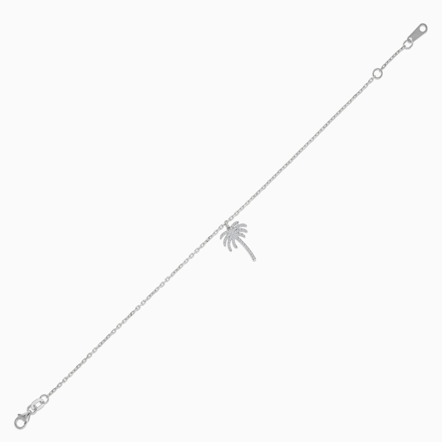 Hanging Palm Tree Natural Diamonds 18k Gold Bracelet