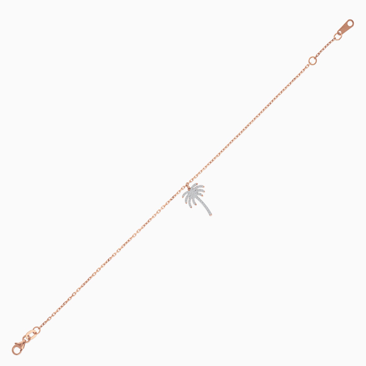Hanging Palm Tree Natural Diamonds 18k Gold Bracelet