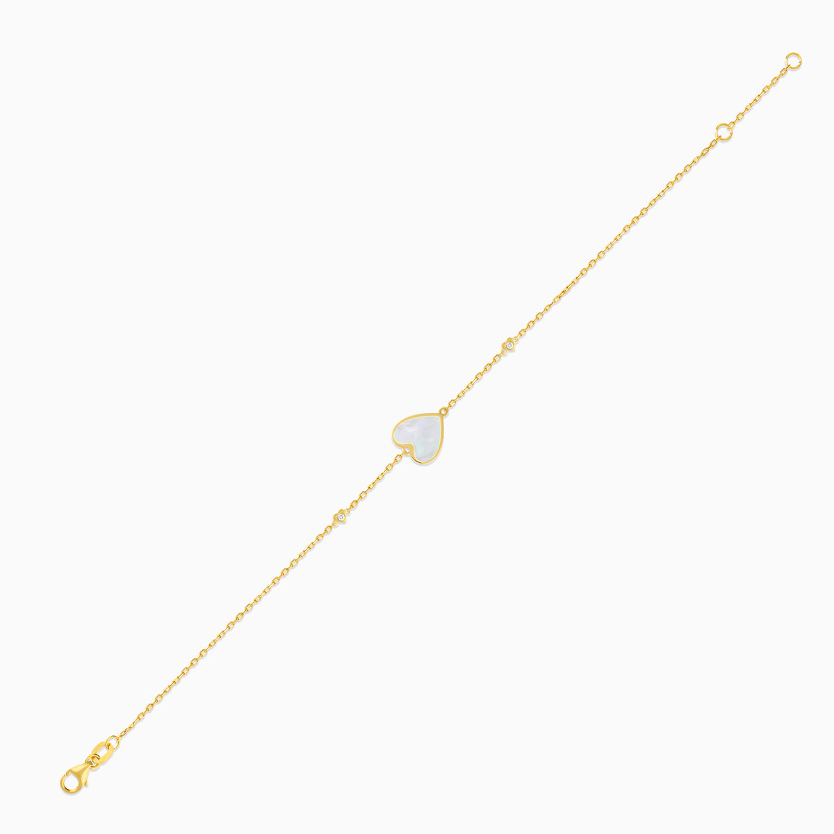 Mosaic 18k Yellow Gold Heart Bracelet with Natural Diamonds