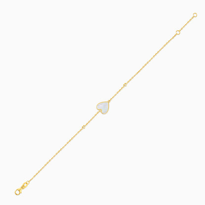 Mosaic 18k Yellow Gold Heart Bracelet with Natural Diamonds