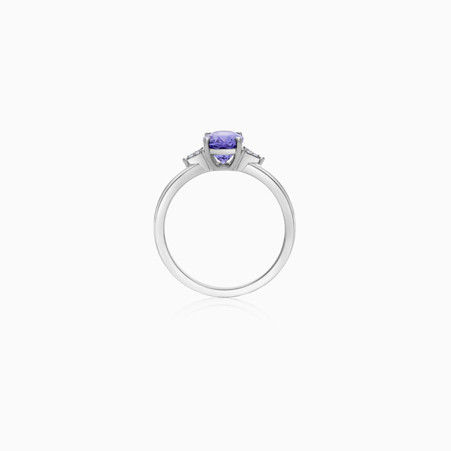 18K White Gold Natual Diamond & Tanzanite Ring