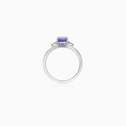18K White Gold Natual Diamond & Tanzanite Ring