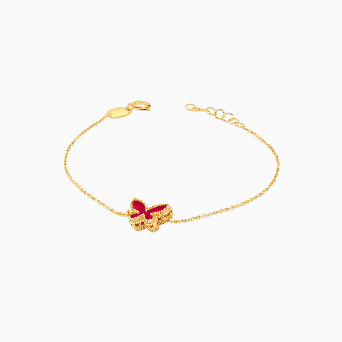 Vivante 18k Yellow Gold Red Butterfly Kids Bracelet