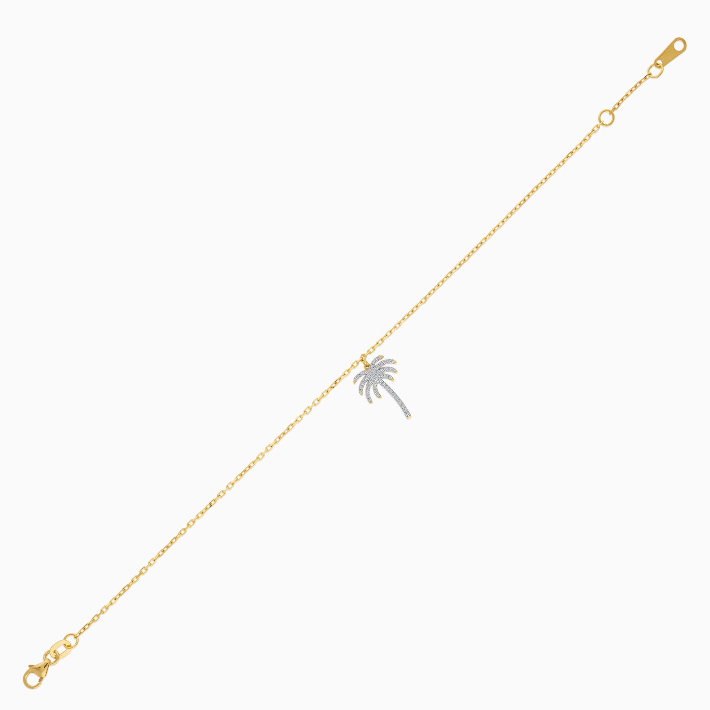 Hanging Palm Tree Natural Diamonds 18k Gold Bracelet