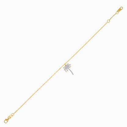 Hanging Palm Tree Natural Diamonds 18k Gold Bracelet
