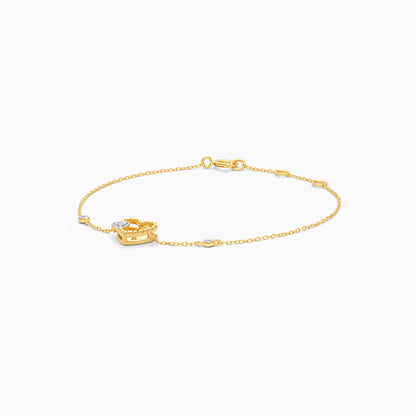 18K Yellow Gold Heart Shape Bracelet with Natural Diamonds - Farfalla