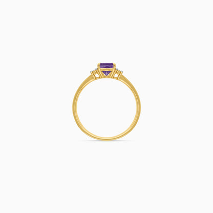 18K Gold Amethyst & Natural Diamonds Ring | Colour Classic