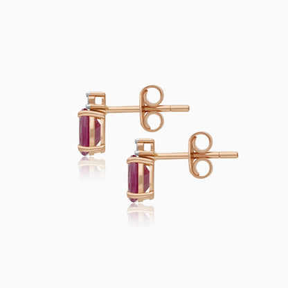 Colour Classic 18k Rose Gold Natural Diamonds and Ruby Earrings