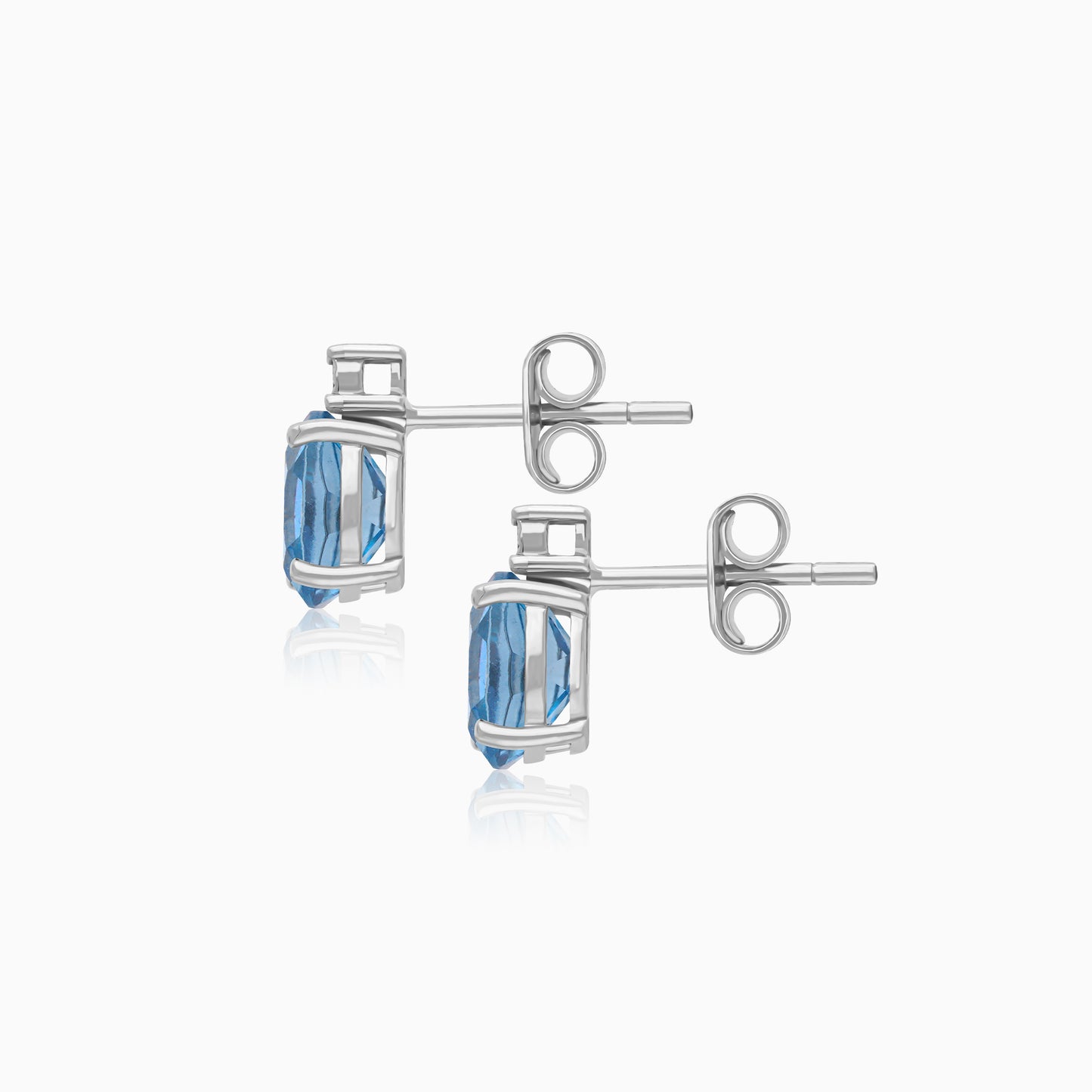 18K White Gold Blue Topaz Stud Earrings with natural Diamonds | Colour Classic Collection