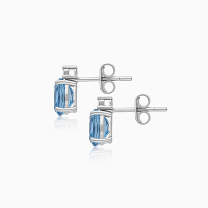 18K White Gold Blue Topaz Stud Earrings with natural Diamonds | Colour Classic Collection