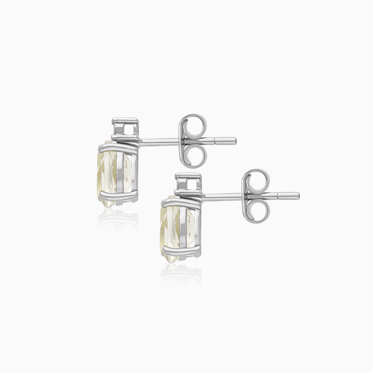 Colour Classic 18k White Gold Prasiolite and Natural Diamonds Earrings