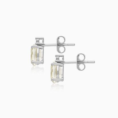 Colour Classic 18k White Gold Prasiolite and Natural Diamonds Earrings