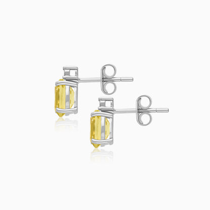 Lemon Quartz & Natural Diamond Pair of Earrings