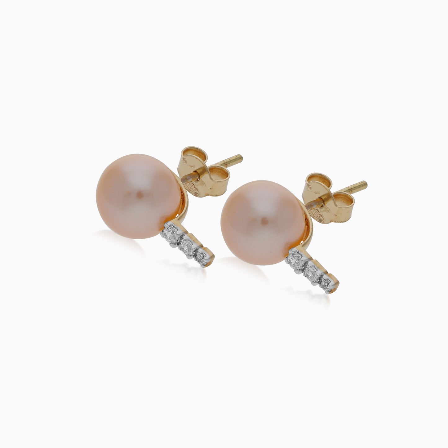 18K YELLOW GOLD EARRING DECORATED WITH PEARL AND ZIRCON STONES