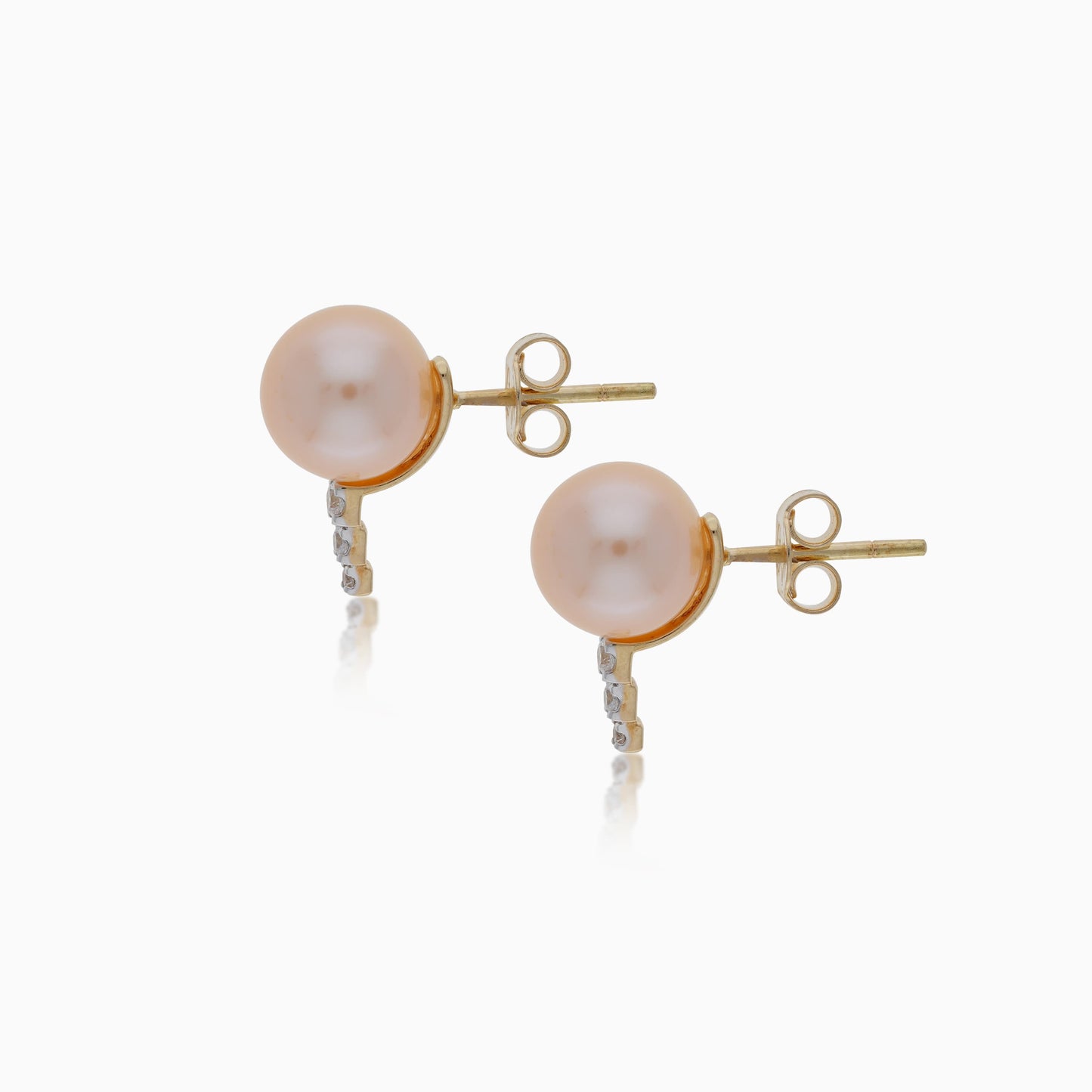 18K YELLOW GOLD EARRING DECORATED WITH PEARL AND ZIRCON STONES