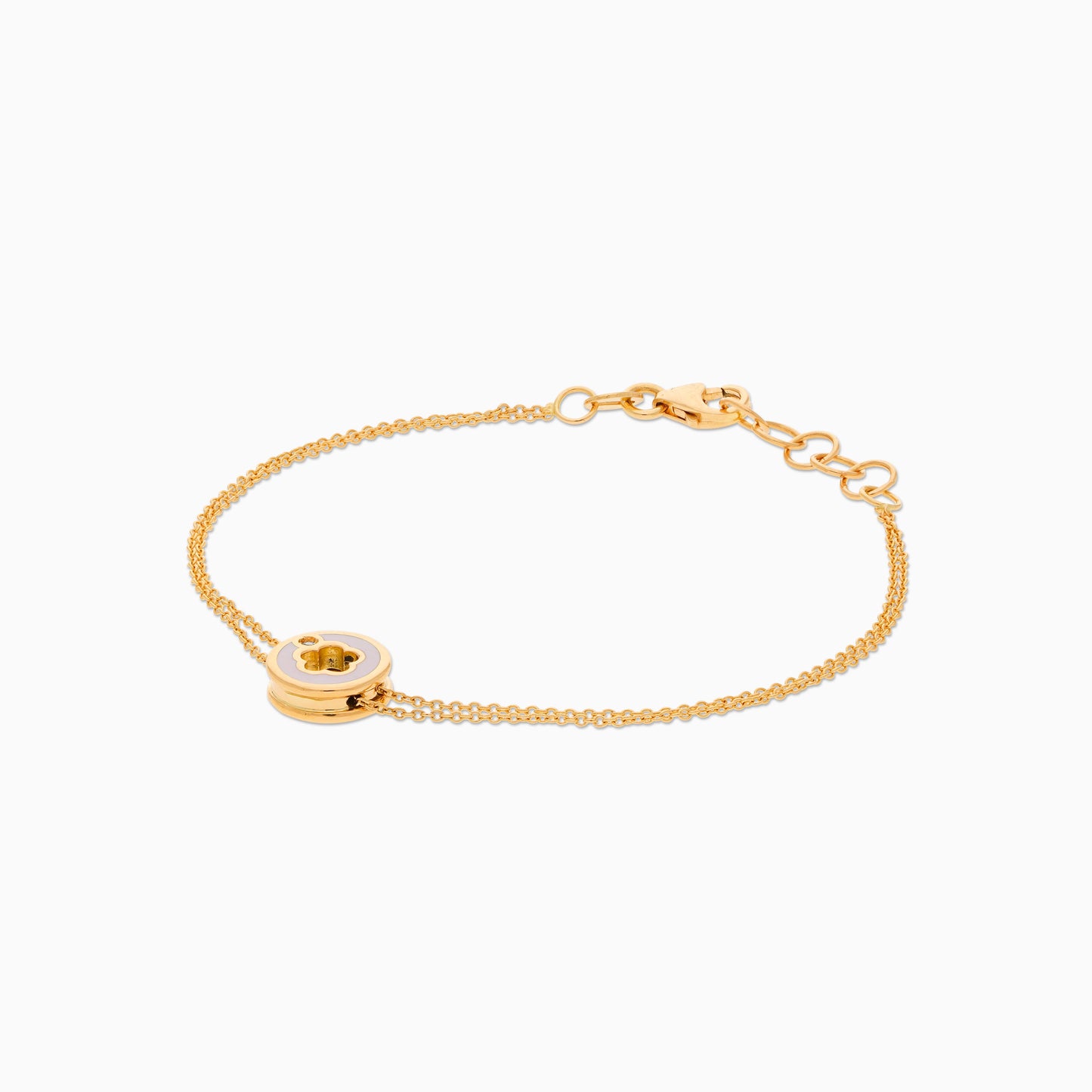 18K YELLOW GOLD BRACELET DECORATED BY NATURAL DIAMOND STONES AND PINK ENAMEL FOR KIDS