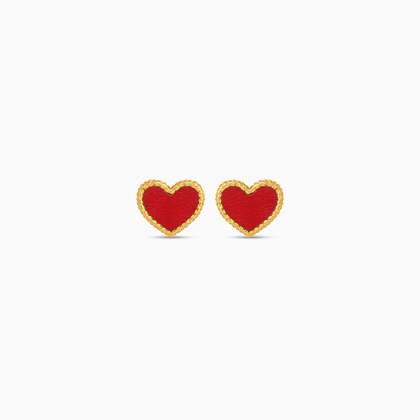 18k yellow gold earrings with red heart shaped for kids - Vivante collection