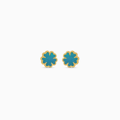 18k yellow gold earrings with green  flower shaped   for kids - Vivante collection