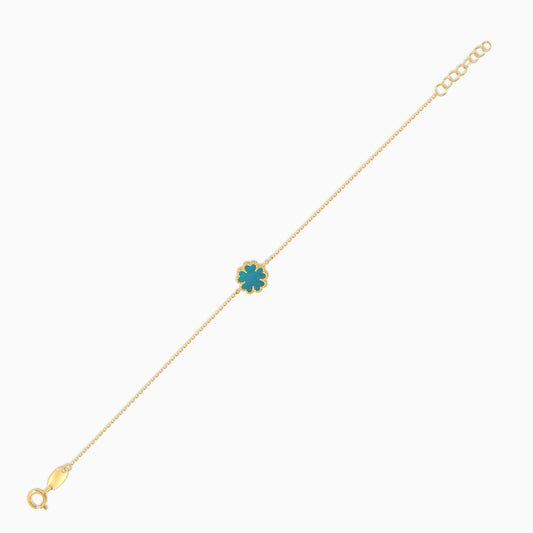 18k yellow gold bracelet with green  flower shaped  for kids - Vivante collection