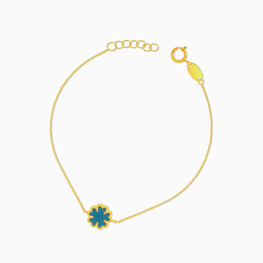 18k yellow gold bracelet with green  flower shaped  for kids - Vivante collection