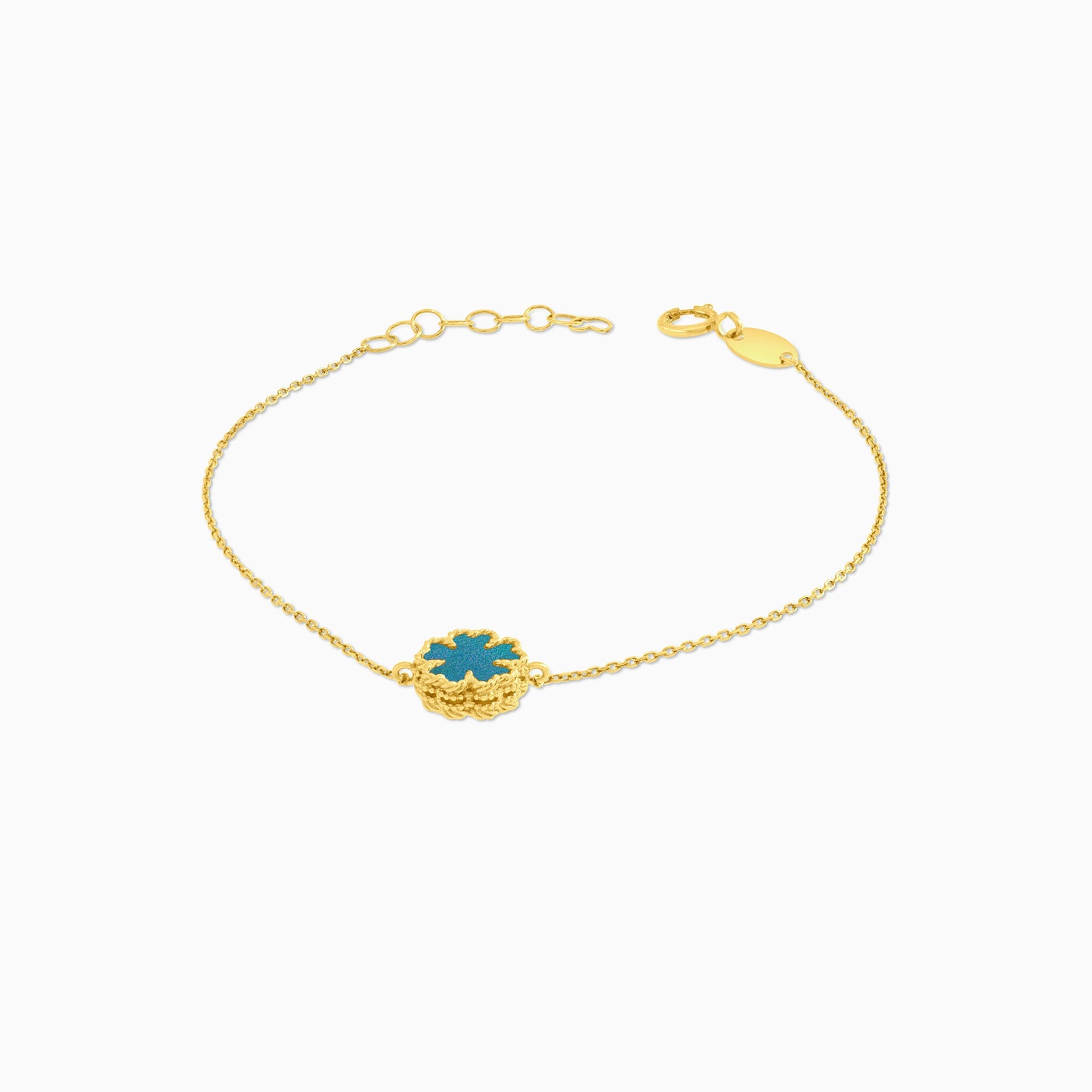 18k yellow gold bracelet with green  flower shaped  for kids - Vivante collection