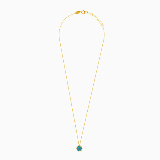 18k yellow gold necklace with green flower shaped pendant  for kids - Vivante collection