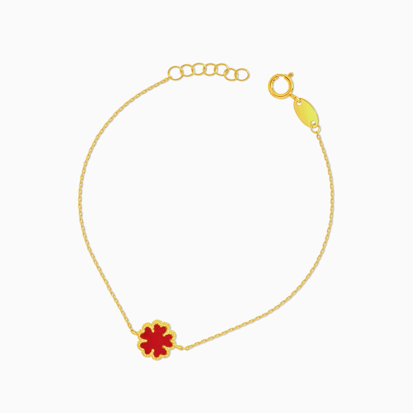 سوار من الذهب الأصفر عيار 18 قيراطًا بتصميم زهرة حمراء للأطفال - مجموعة فيفانتي
