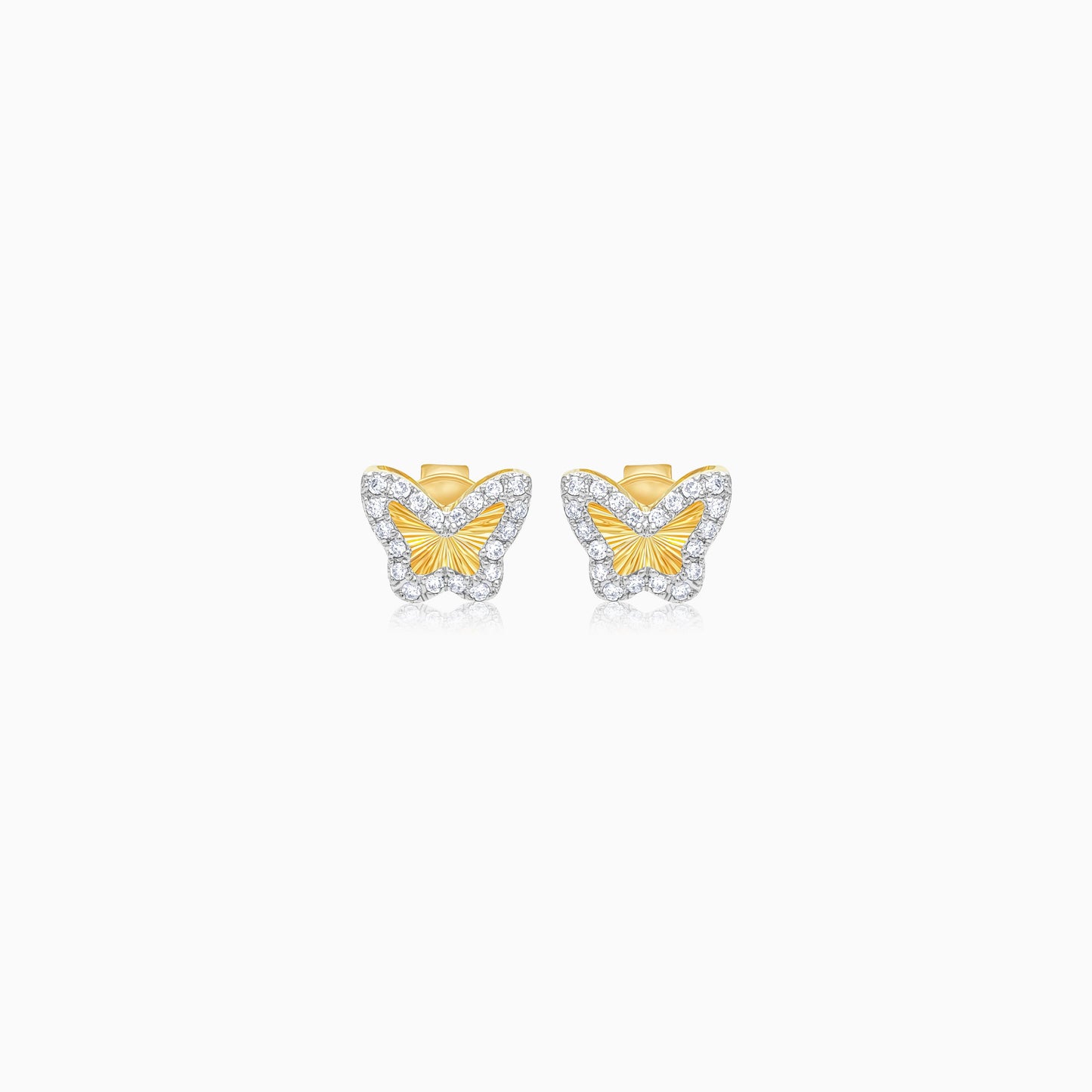 18k yellow gold earrings in butterfly-shaped decorative with natural diamond for kids | Farfalla collection