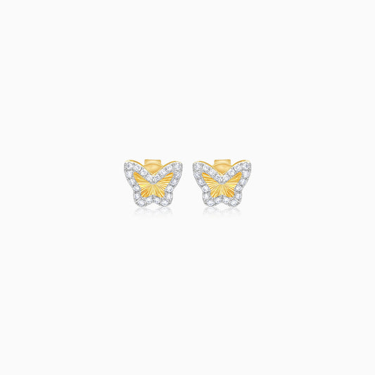 18k yellow gold earrings in butterfly-shaped decorative with natural diamond for kids | Farfalla collection