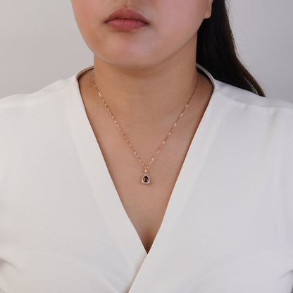 18K Rose Gold Garnet & Diamond Necklace - Rabiya Collection