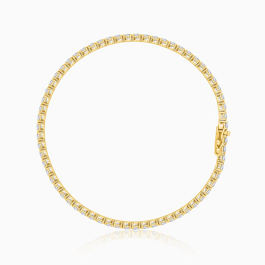 18K Yellow Gold Decorated with Natural Diamond Full Eternity 4.0-carat Tennis Bracelet
