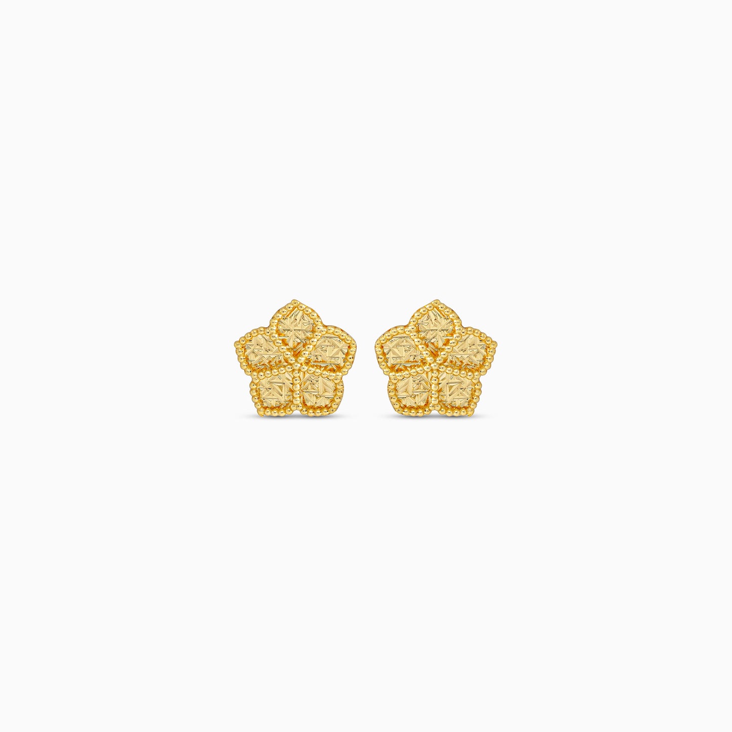 18k Yellow Gold Kids Flower Earrings | Farfalla Gold Kids Collection